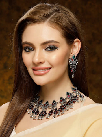 Multi Color Meenakari Chokar Necklace Set