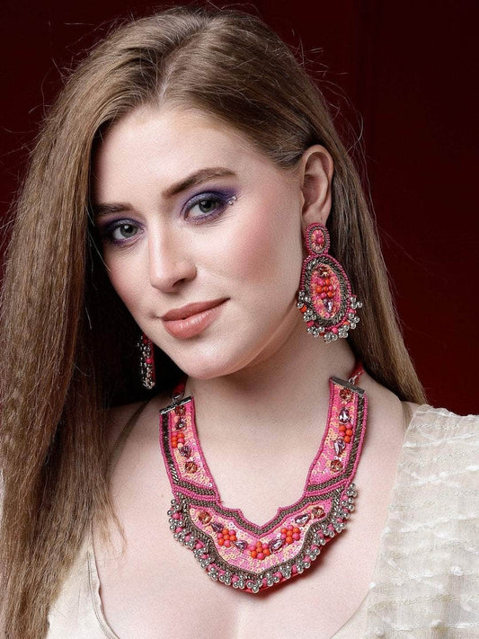 Beads Crystals & Sequins Studded Handcrafted Contemporary Design Jewellery Set