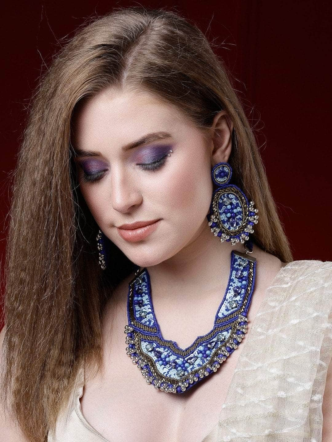 Beads Crystals & Sequins Studded Handcrafted Contemporary Design Jewellery Set