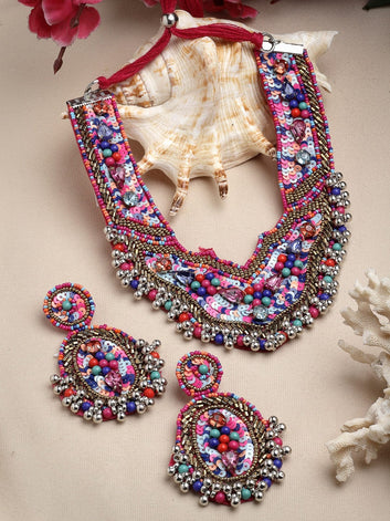 Beads Crystals & Sequins Studded Handcrafted Contemporary Design Jewellery Set