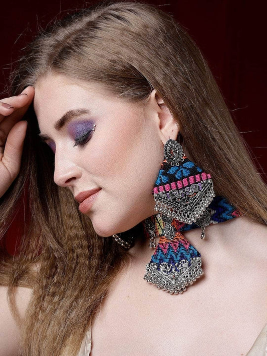 Handwoven Design Tribal Filigree Design Oxidised Silver Plated Afghan Jewellery Set