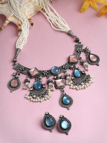 Stones & Pearls Studded Rajwada Jewellery Set