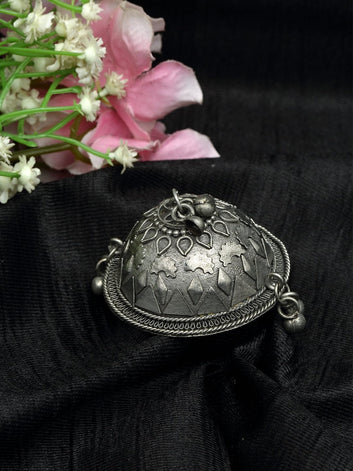 Ghungroo Studded Oxidised Silver Plated Handcrafted Tribal Finger Ring