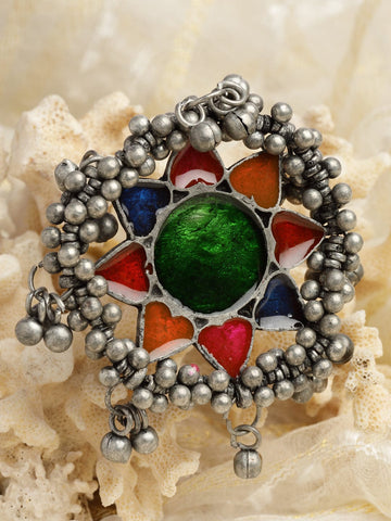 Ghungroo-Studded Antique Tribal Design Oxidised Finger Ring