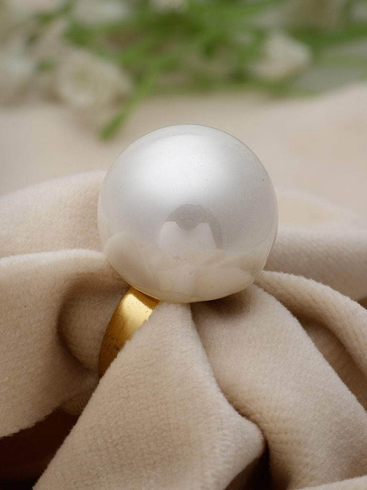 Handcrafted Pearl Studded Finger Ring