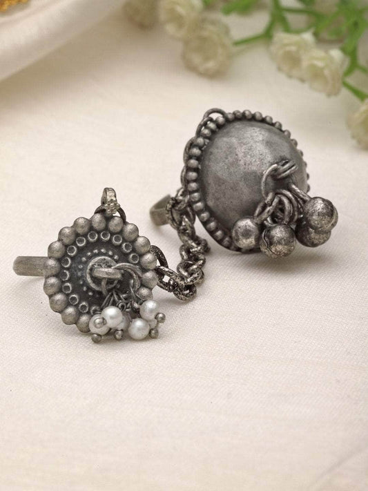 Antique Design Oxidised Silver Plated Finger Ring