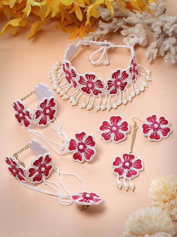 Handcrafted Floral Haldi-Mehendi Design Contemporary Jewellery Set