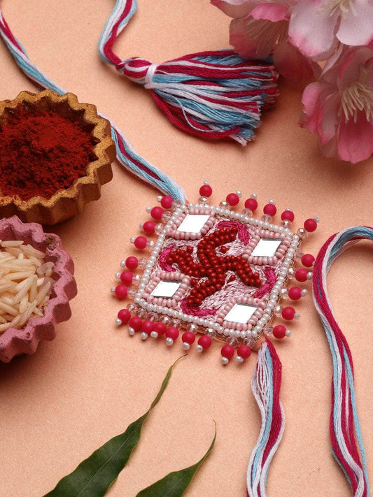 Handcrafted  Swastik Rakhi with Roli-Chawal