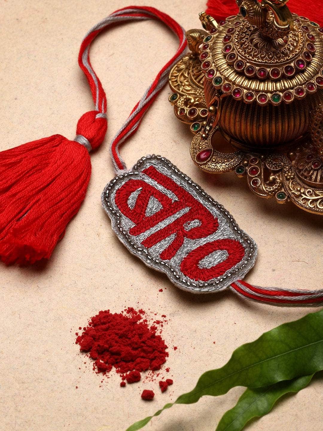 Handcrafted Bro Silk Threaded Multi Strand Rakhi with Roli-Chawal