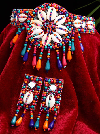 Multi-Coloured Bead Studded Handcrafted Jewellery Set